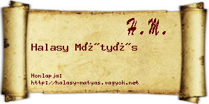 Halasy Mátyás névjegykártya